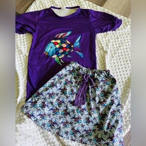 Boutique Rainbow Fish girls Skirt Set 14/16